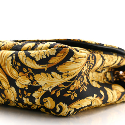 Versace Silk Barocco Printed Quilted Virtus V Chain Flap Shoulder Bag Black Gold 9 of 9