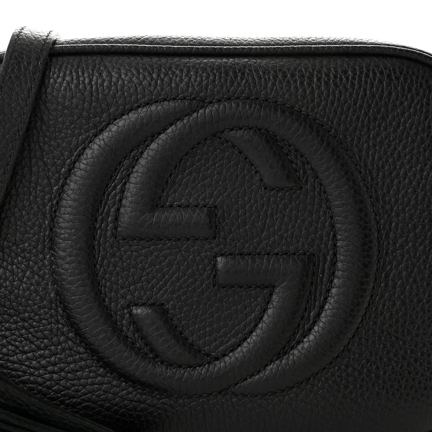 Pebbled Calfskin Small Soho Disco Bag Black