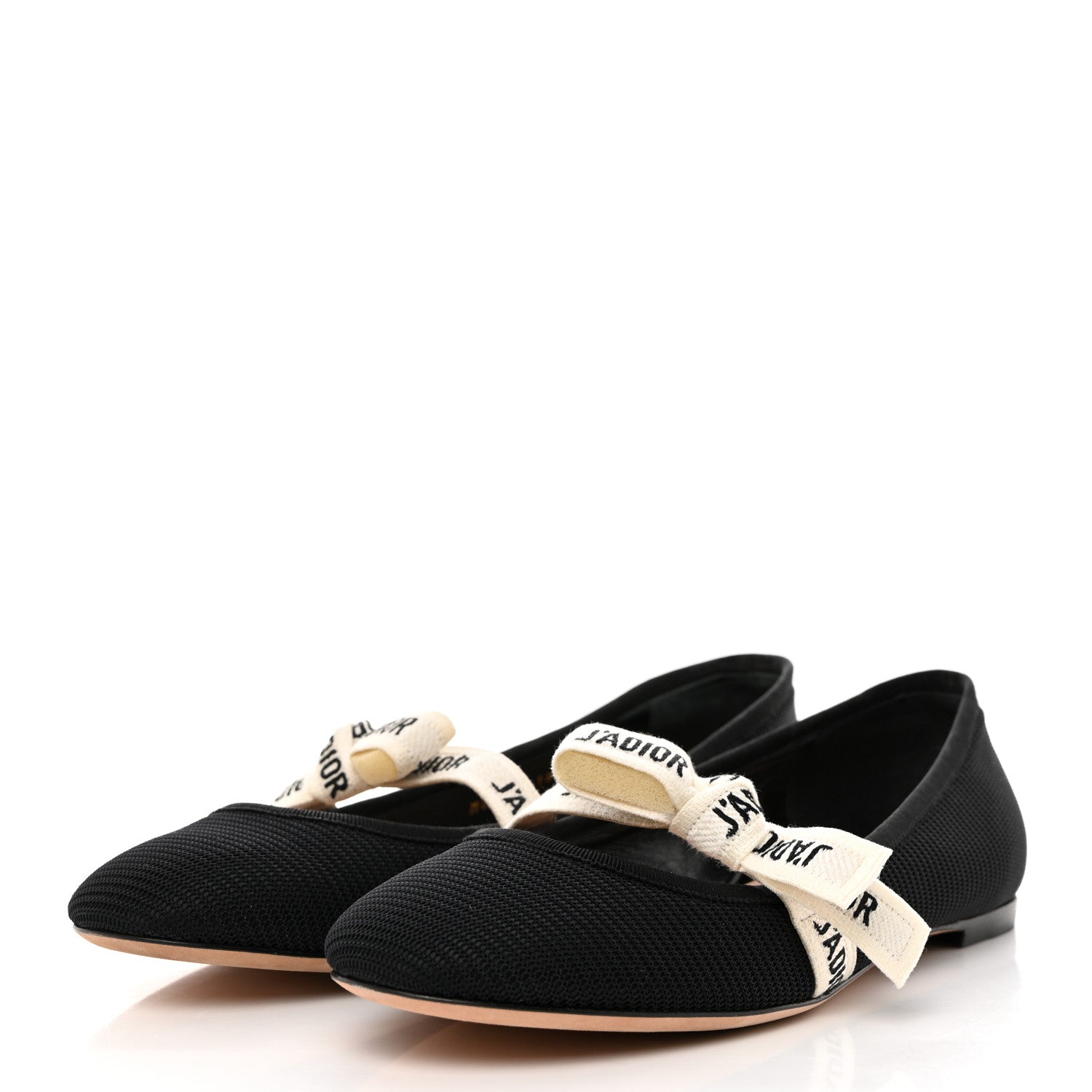Christian Dior Fabric Ribbon Embroidered J'Adior Ballet Flats 39.5 Black 3 of 9
