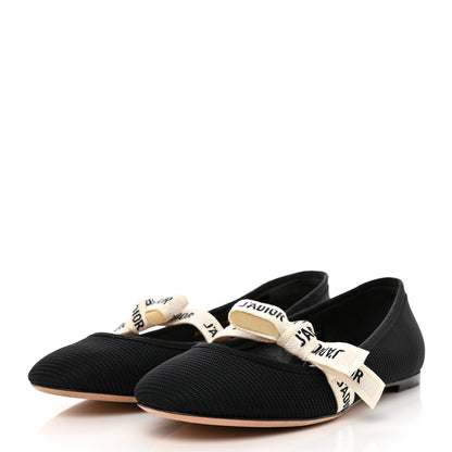 Christian Dior Fabric Ribbon Embroidered J'Adior Ballet Flats 39.5 Black 3 of 9