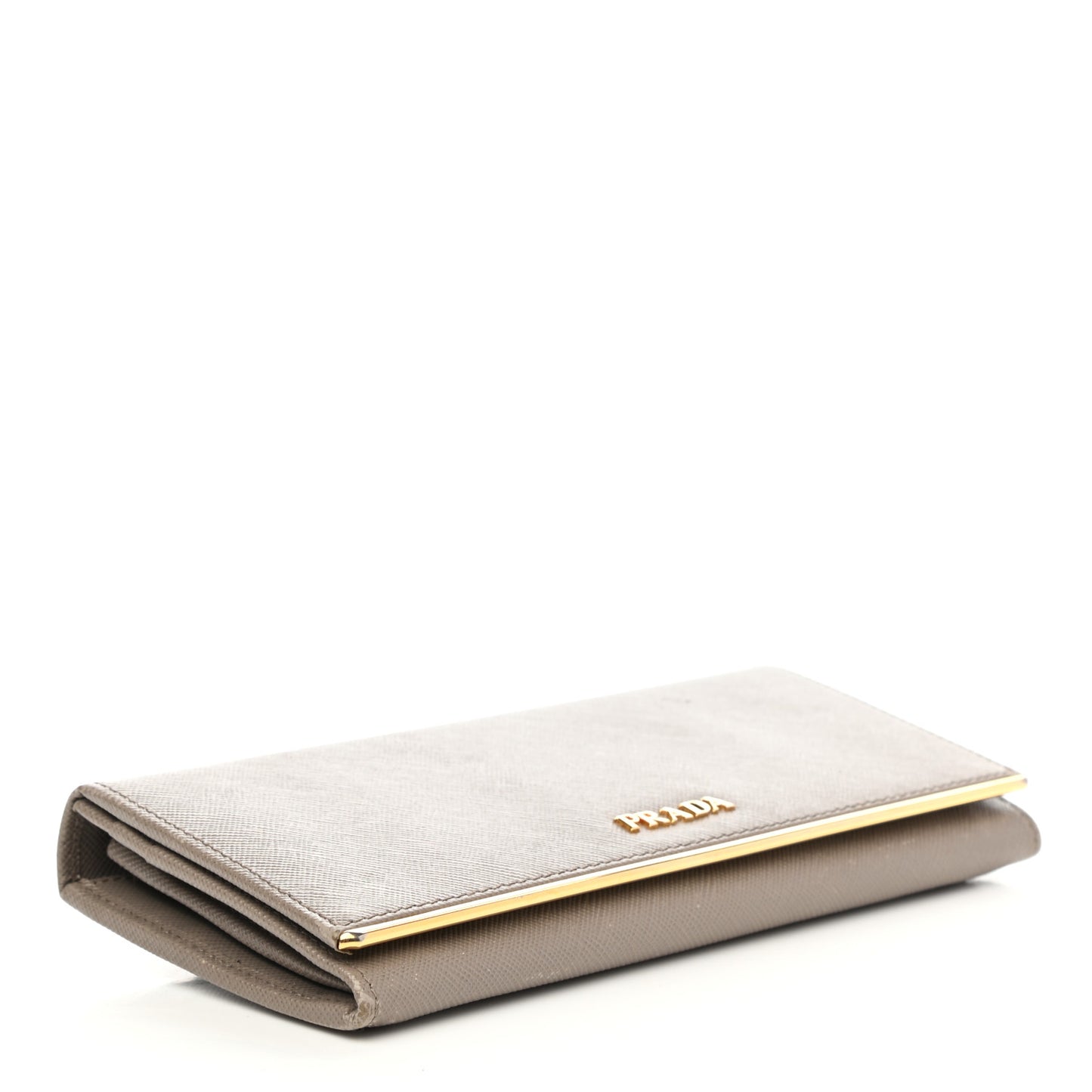 Saffiano Metal Bar Continental Flap Wallet Argila