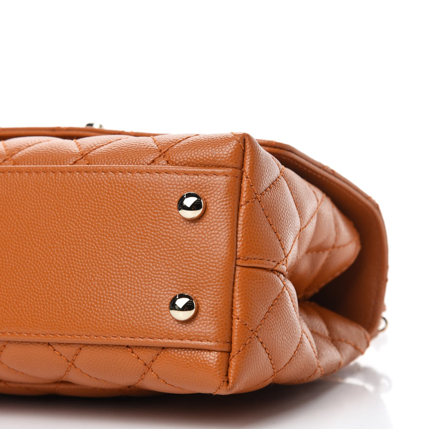 Caviar Quilted Mini Coco Handle Flap Light Brown