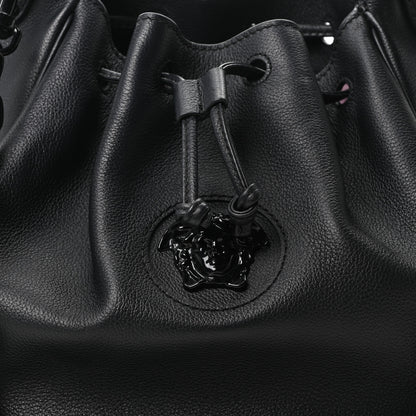 Versace Grained Calfskin La Medusa Bucket Bag Black 8 of 10
