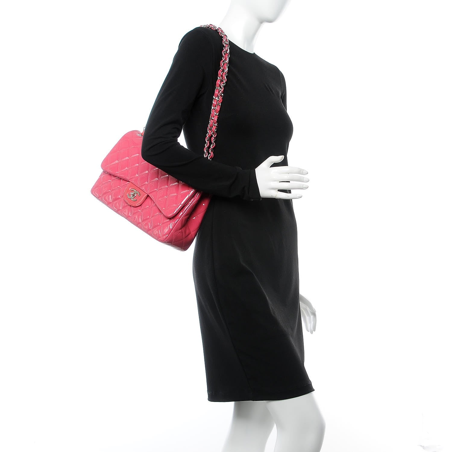 Chanel Patent Quilted Jumbo Double Flap Pink 3 of 9