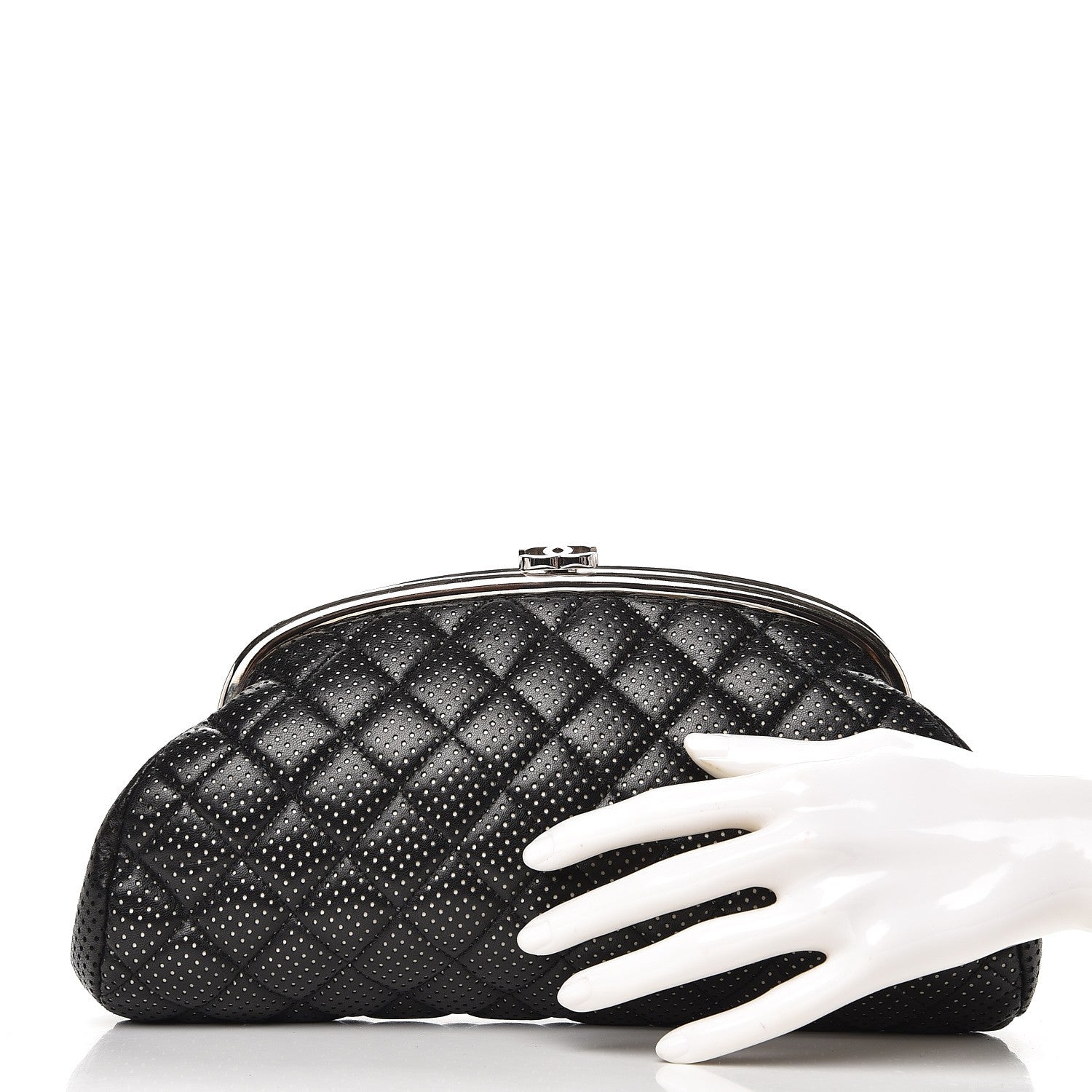 Chanel Lambskin Perforated Timeless Clutch Black 2 of 10