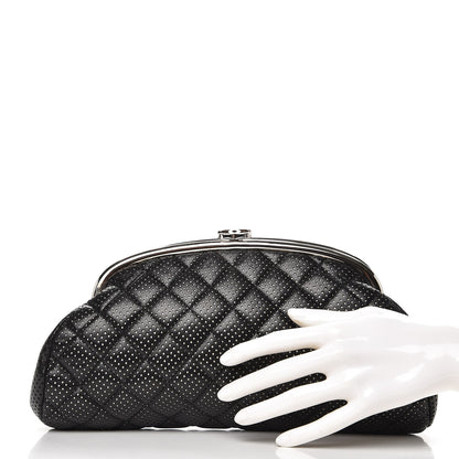 Chanel Lambskin Perforated Timeless Clutch Black 2 of 10