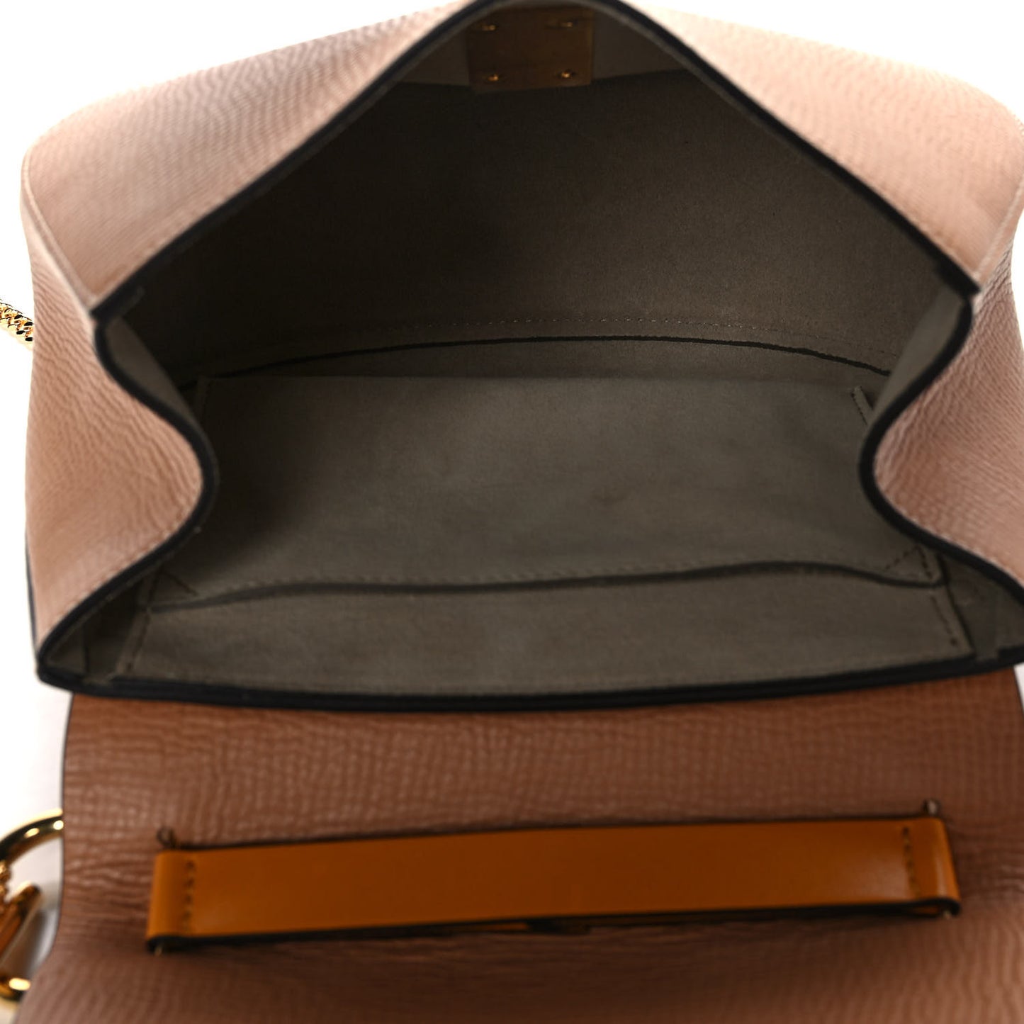 Grained Calfskin Lambskin Bi-Color Drew Shoulder Bag Wet Sand Sunflower