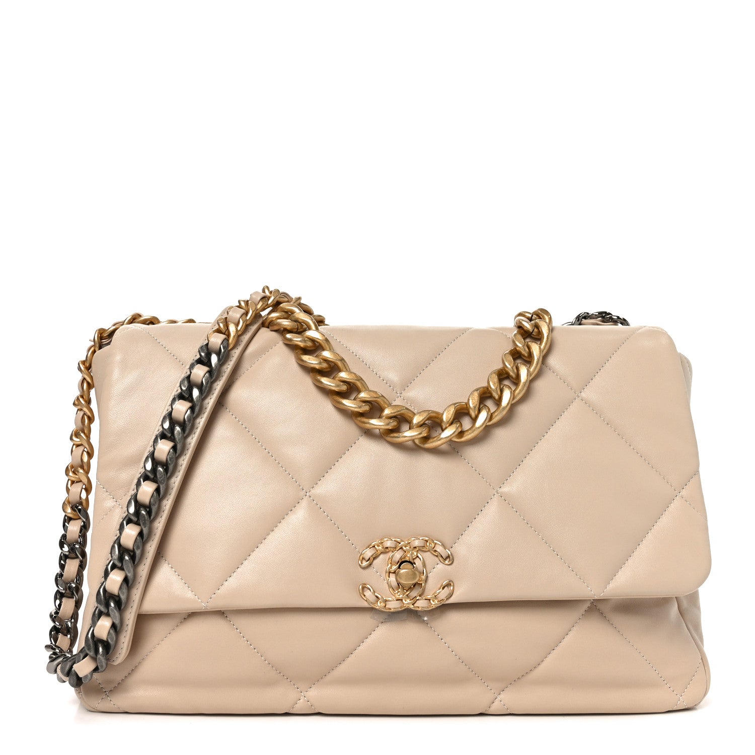 Chanel Lambskin Quilted Maxi Chanel 19 Flap Beige 1 of 10