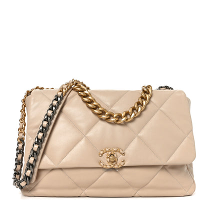 Chanel Lambskin Quilted Maxi Chanel 19 Flap Beige 1 of 10