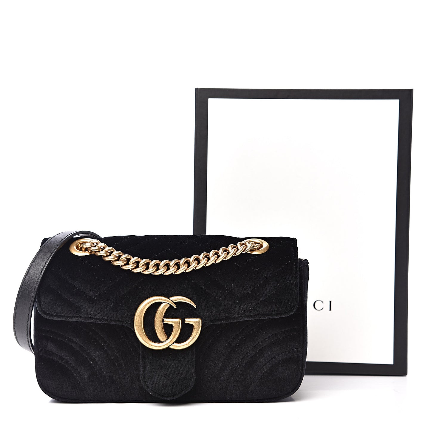 Velvet Matelasse Mini GG Marmont Shoulder Bag Black