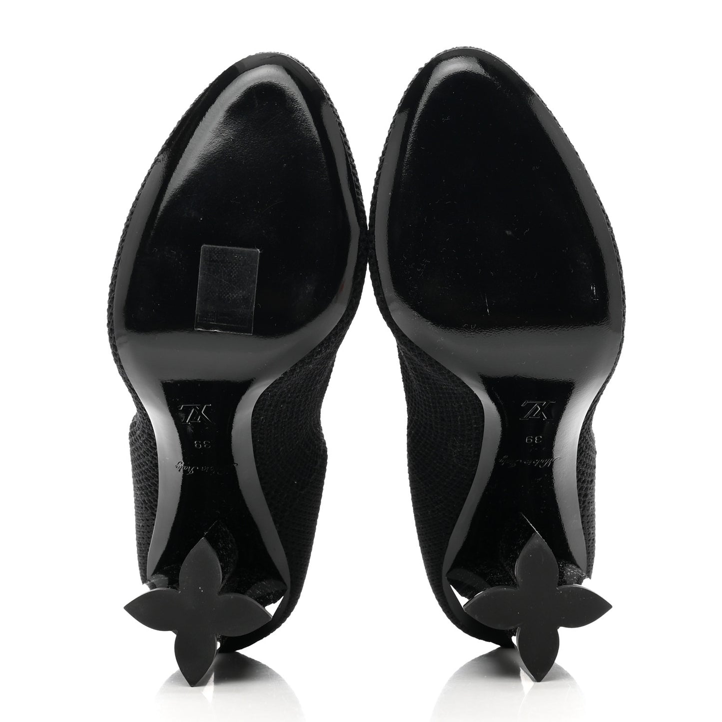 Monogram Stretch Fabric Silhouette Ankle Boots 39 Black