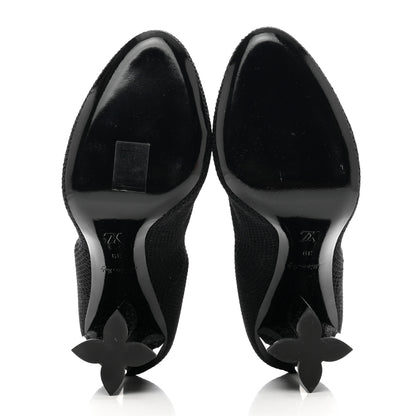 Louis Vuitton Monogram Stretch Fabric Silhouette Ankle Boots 39 Black 5 of 8