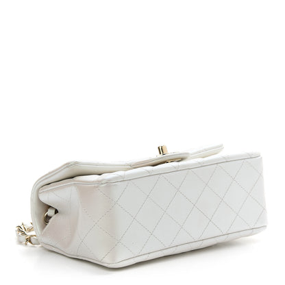 Chanel Iridescent Calfskin Quilted Mini Rectangular Flap White 4 of 9