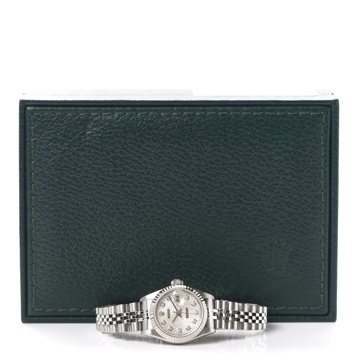 Stainless Steel 18K White Gold Diamond 26mm Oyster Perpetual Datejust Watch Silver Jubilee 79174