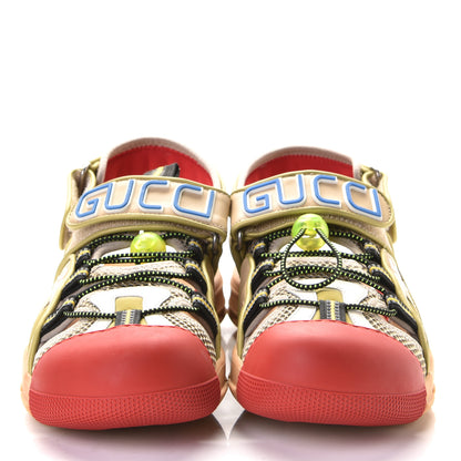 Gucci Mesh Fabric Tinsel Sport Sandals 36 Beige Red 2 of 6