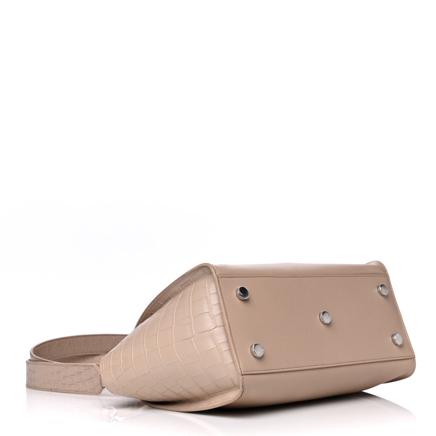 Calfskin Crocodile Embossed Baby Monogram Downtown Cabas Dark Beige