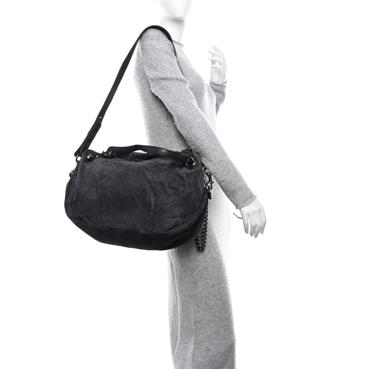 Gucci Suede Icon Bit Large Boston Grey 2 of 10