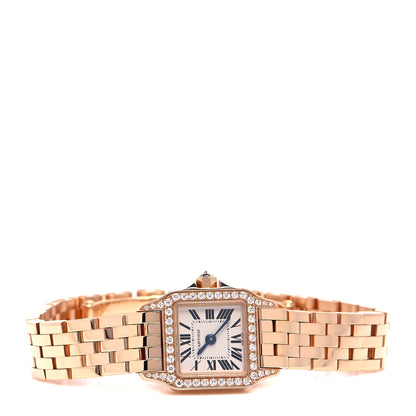 Cartier 18K Pink Gold Diamond Bezel 17mm Santos Demoiselle Quartz Watch 2 of 4