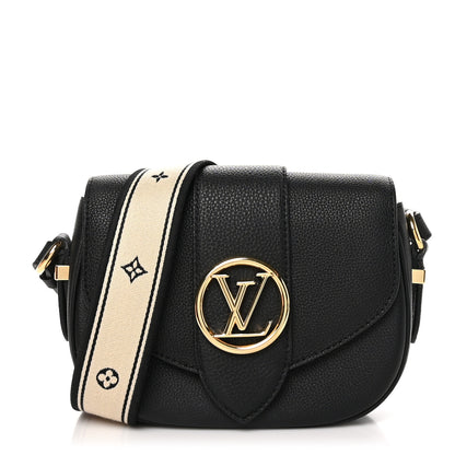 Louis Vuitton Grained Calfskin LV Pont 9 Soft PM Black 1 of 10