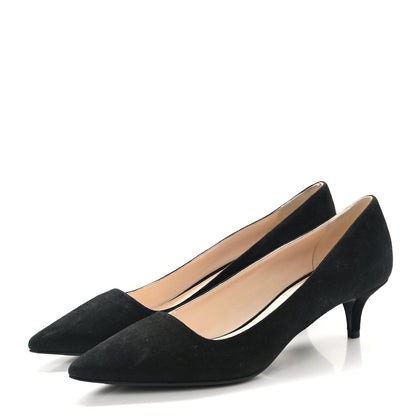 Prada Suede Pointed Toe Pumps 39 Black 3 of 8