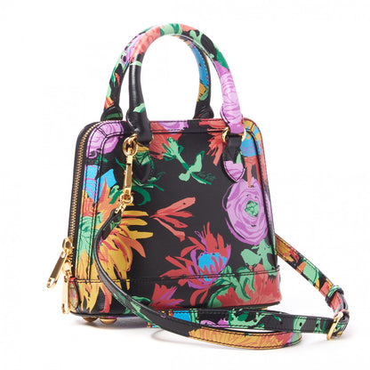 Gucci X KEN SCOTT New Shangai Calfskin Jenny Floral Print Mini Horsebit 1955 Top Handle Bag Black Pink 2 of 10