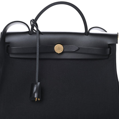 Hermes Military Toile Vache Hunter Herbag Zip PM 31 Black 9 of 12