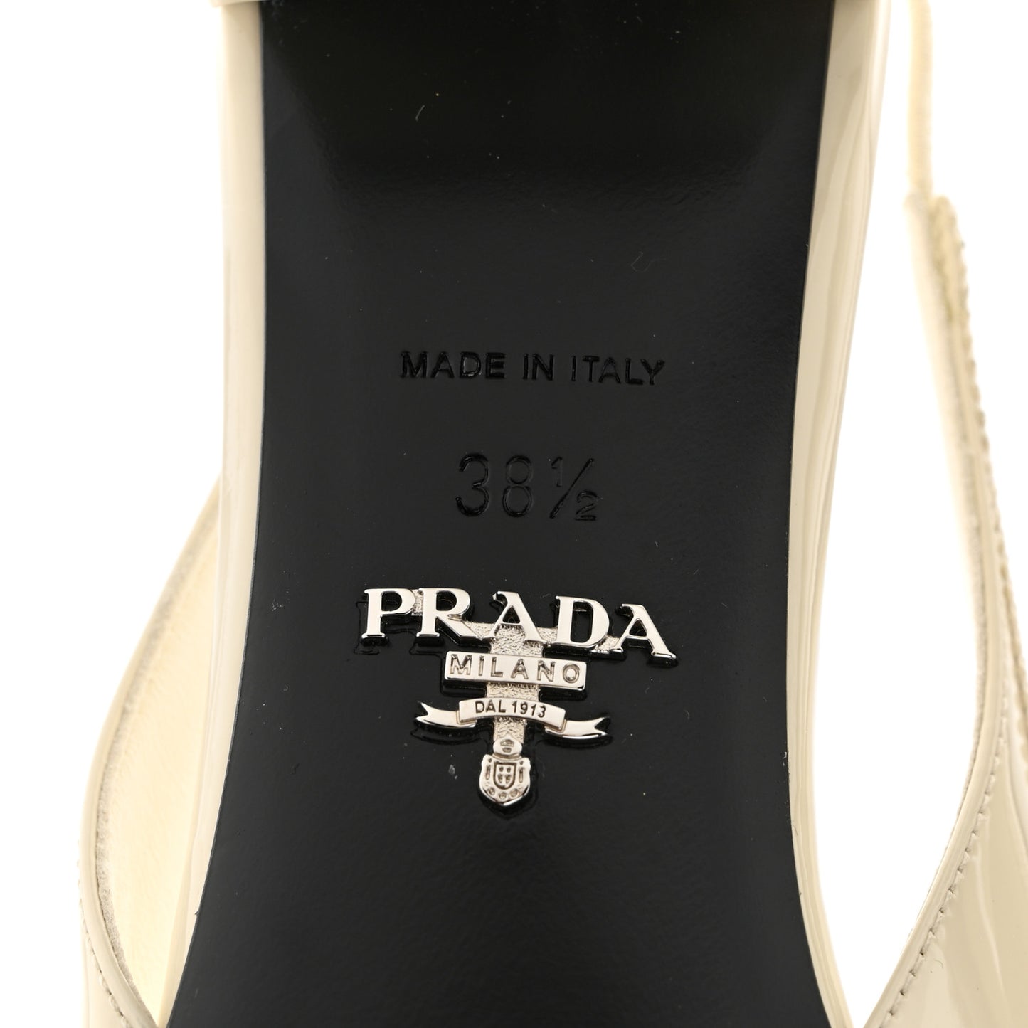 Vernice Triangle Bow 45mm Slingback Pumps 38.5 Avorio