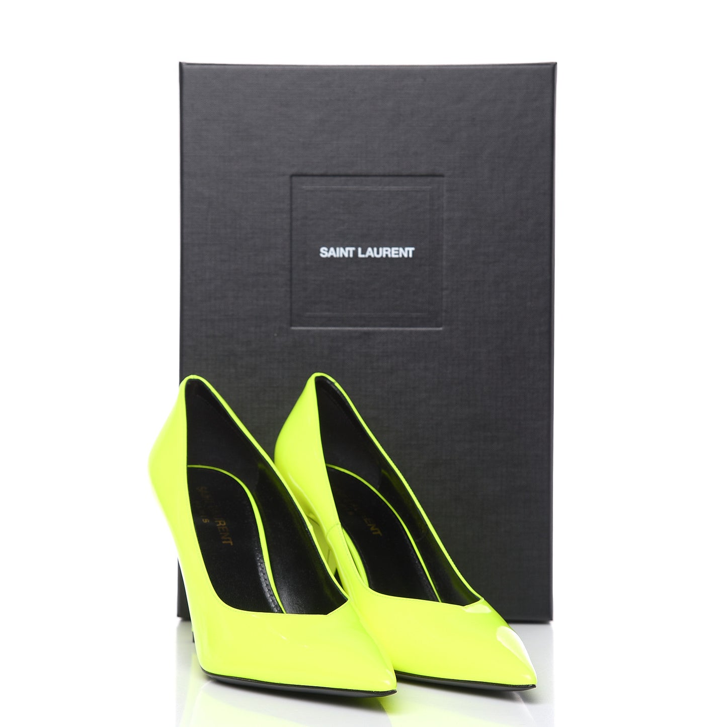 Patent Calfskin Kiki 85 Pumps 36.5 Neon Yellow