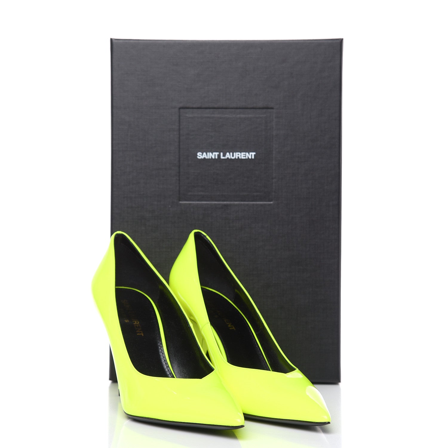 Saint Laurent Patent Calfskin Kiki 85 Pumps 36.5 Neon Yellow 8 of 8