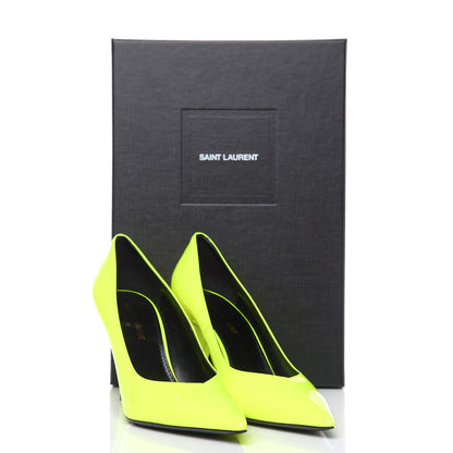 Saint Laurent Patent Calfskin Kiki 85 Pumps 36.5 Neon Yellow 8 of 8