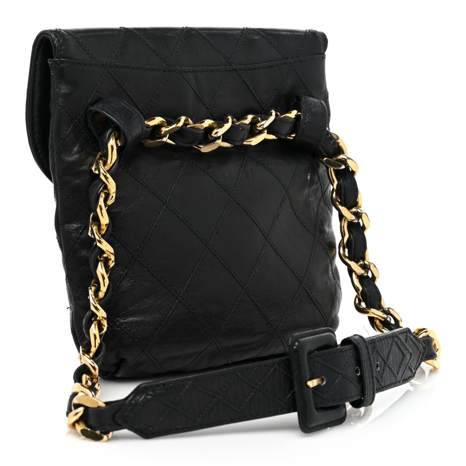 Chanel Lambskin Diamond Stitched Flap Waist Belt Bag 70 28 Black 3 of 19