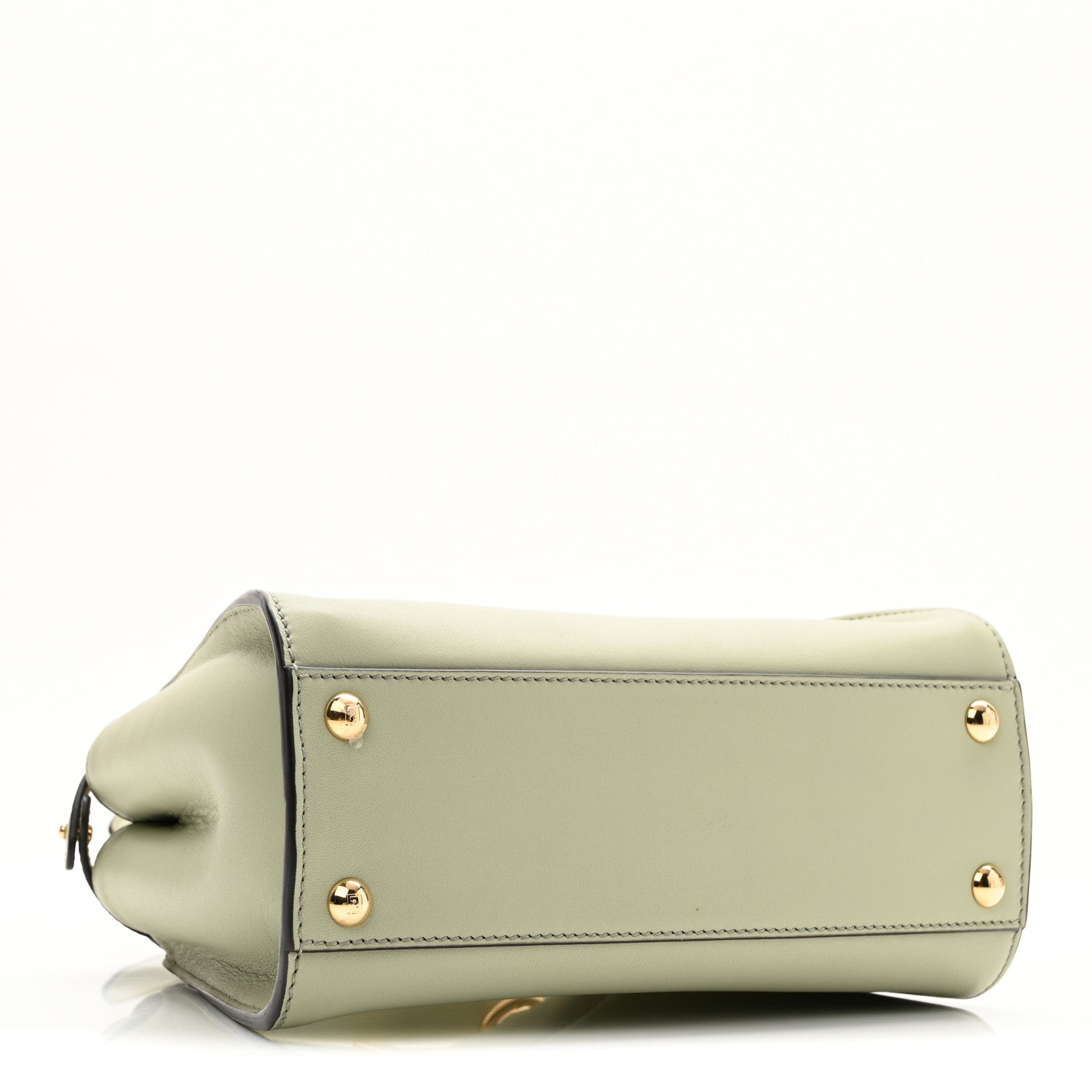 Fendi Vitello Seta Canvas FF Embroidered Mini Peekaboo Iconic Satchel Green Tea 4 of 9