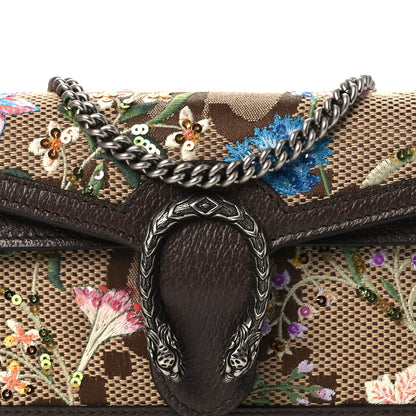 Gucci Monogram Jumbo GG Textured Dollar Calfskin Embroidered Super Mini Dionysus Shoulder Bag Camel Ebony New Acero Multicolor 8 of 10