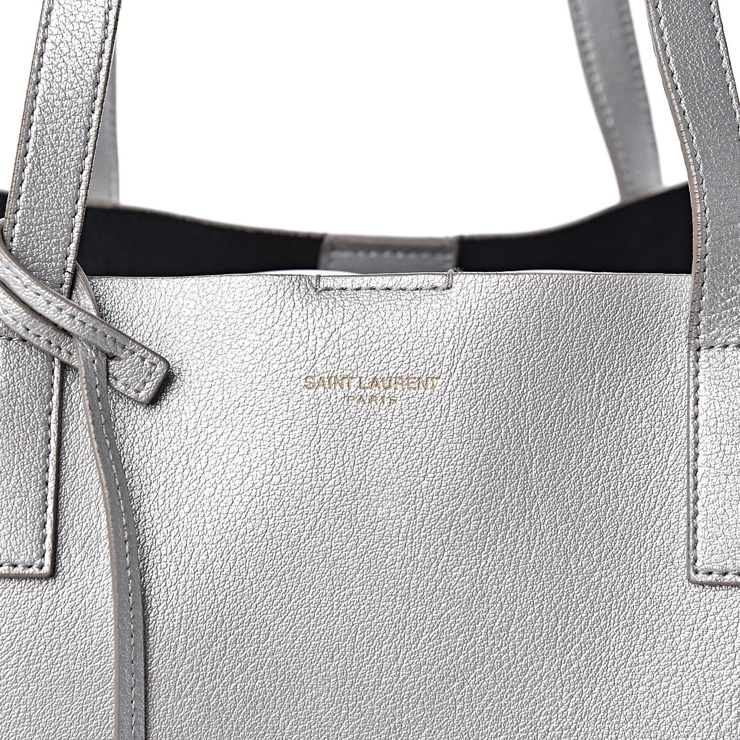 Saint Laurent Metallic Calfskin Large Shopping Tote Silver 6 of 16