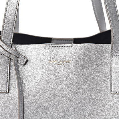 Saint Laurent Metallic Calfskin Large Shopping Tote Silver 6 of 16