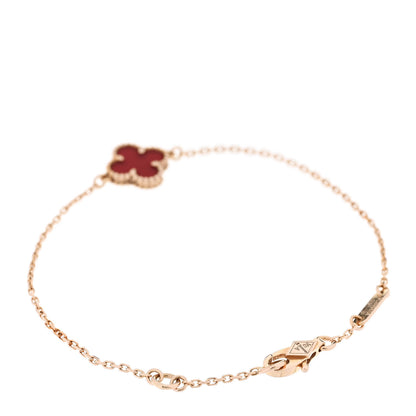 Van Cleef & Arpels 18K Rose Gold Carnelian Sweet Alhambra Bracelet 2 of 4