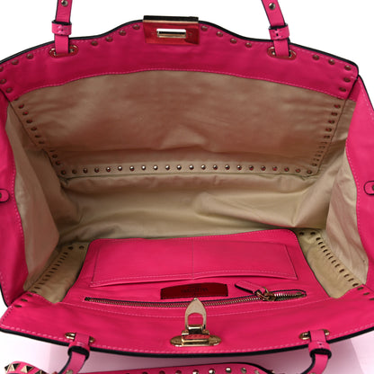 Valentino Garavani Vitello Medium Rockstud All Over Tote Pop Fuxia 5 of 12