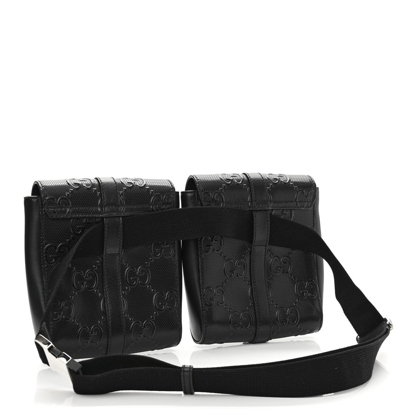 Calfskin GG Tennis Embossed 2 Detachable Pouch Belt Bag Black