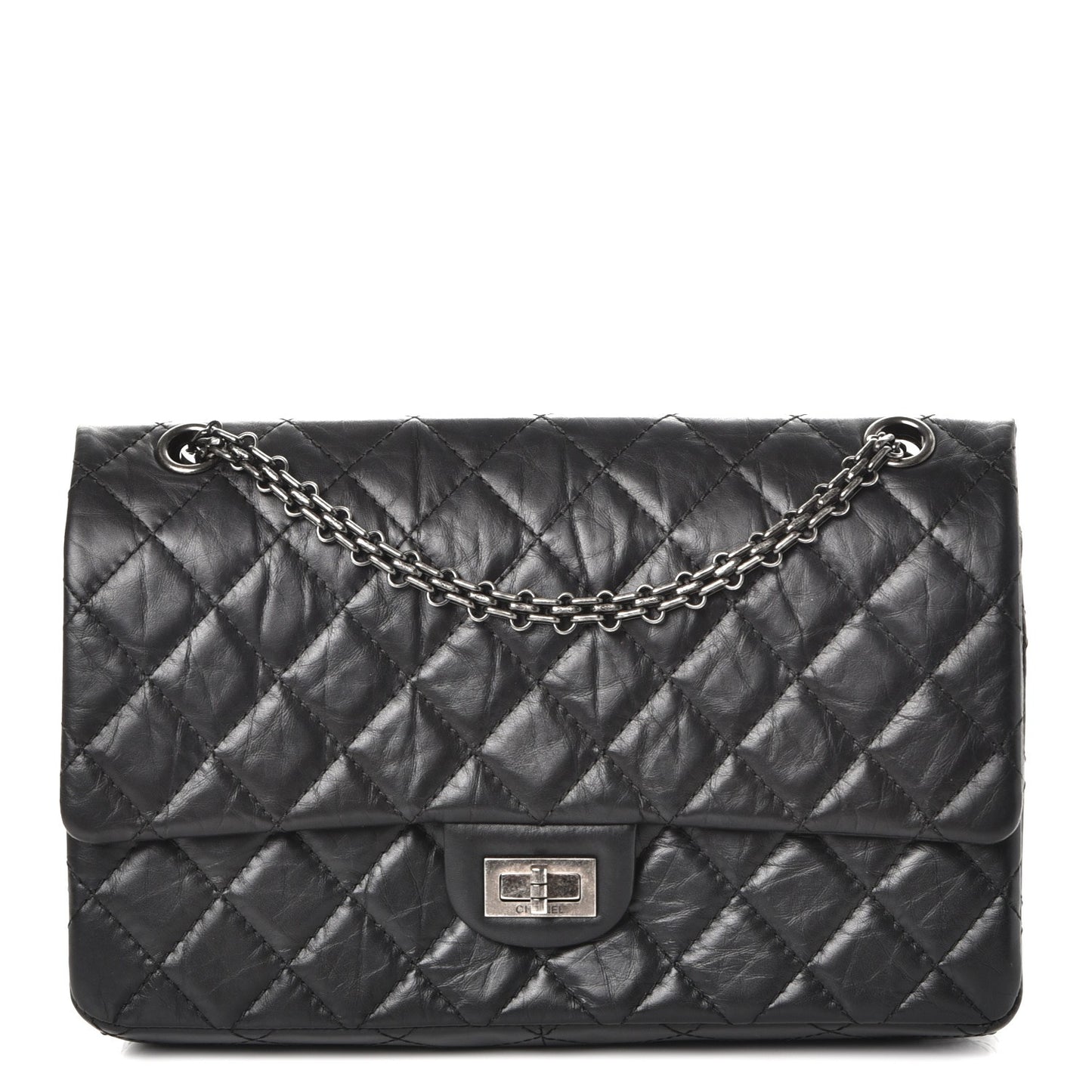 Aged Calfskin Quilted 2.55 Reissue 226 Flap Black