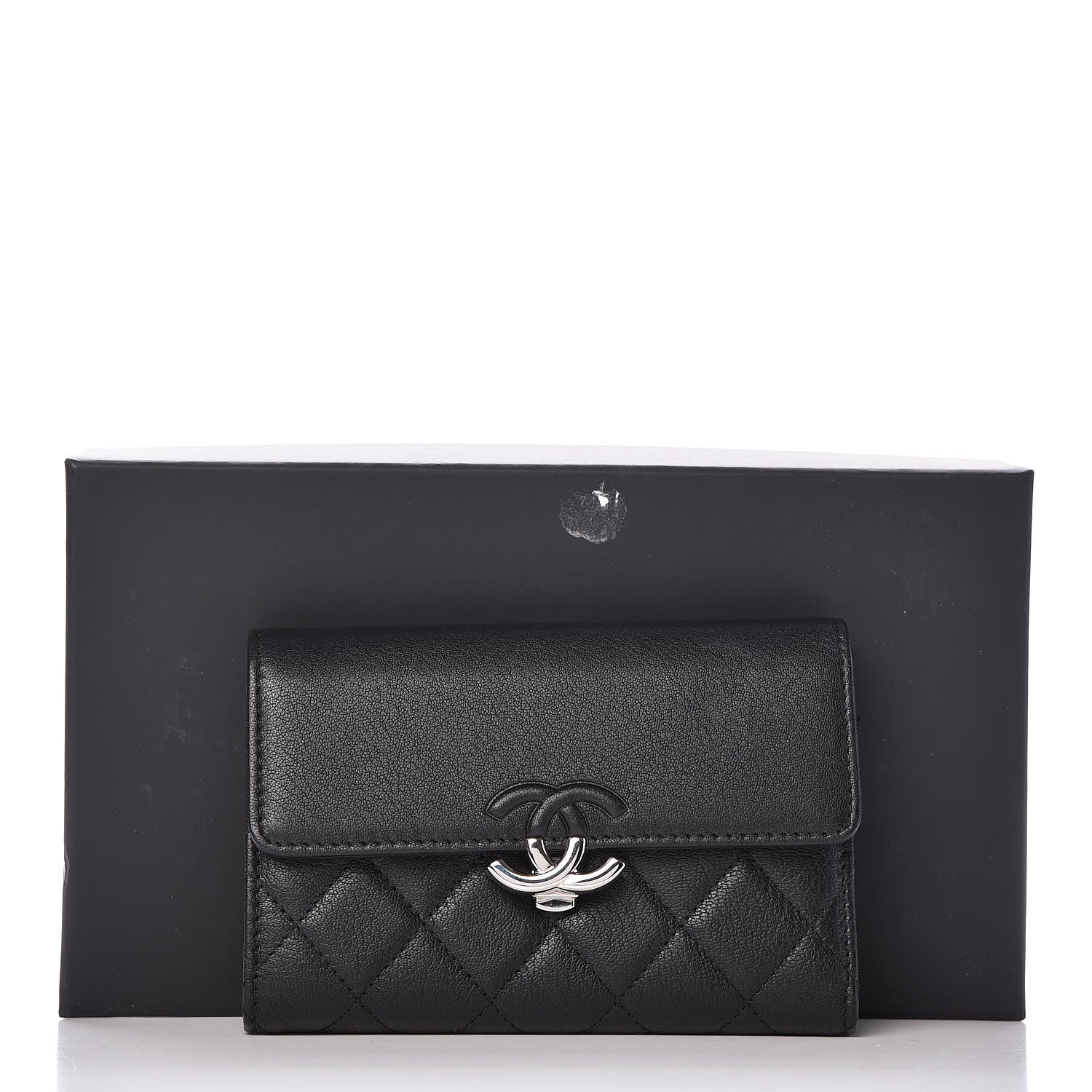 Chanel Lambskin Quilted CC Box Flap Wallet Black 8 of 8