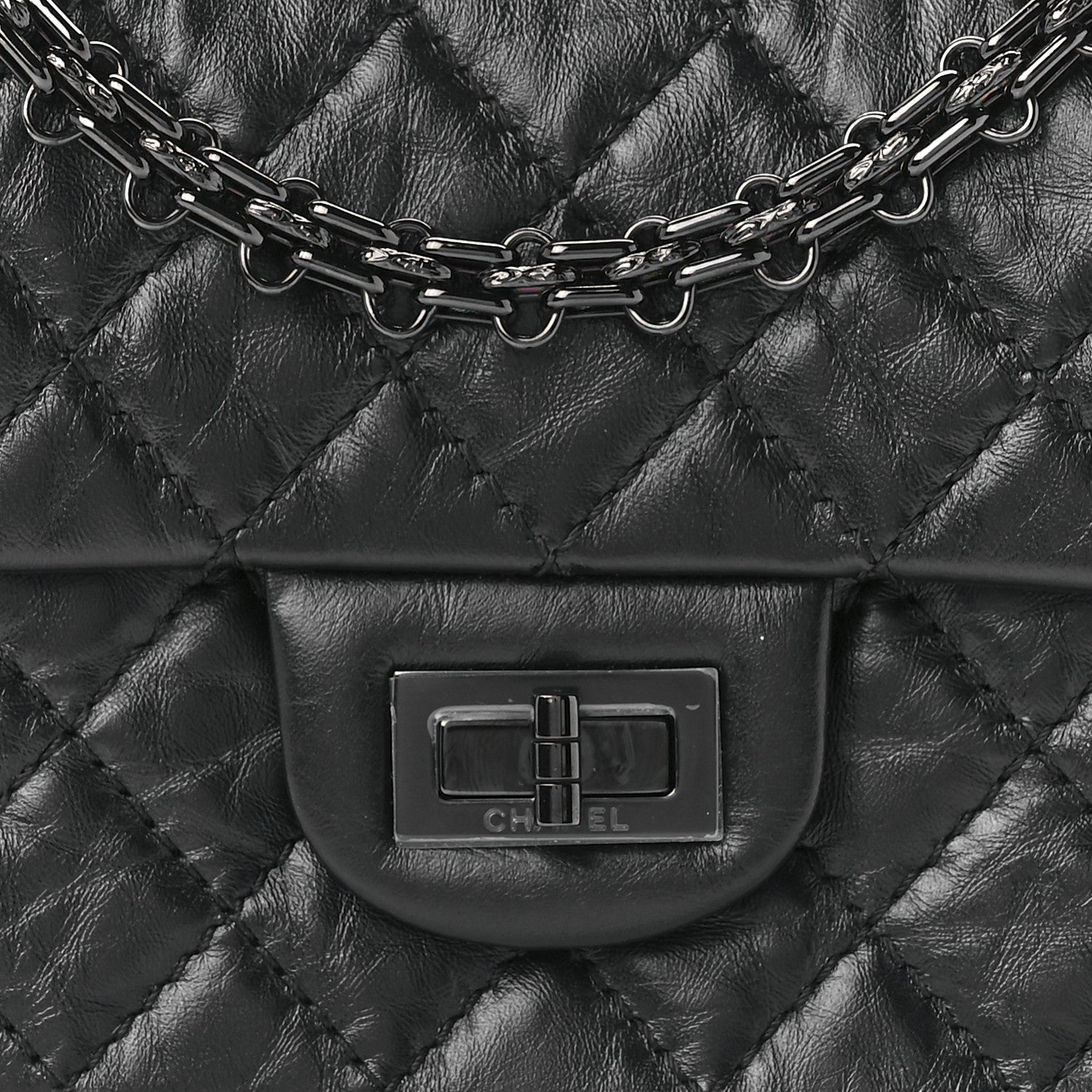 Chanel Aged Calfskin Quilted 2.55 Reissue Mini Flap So Black 9 of 10