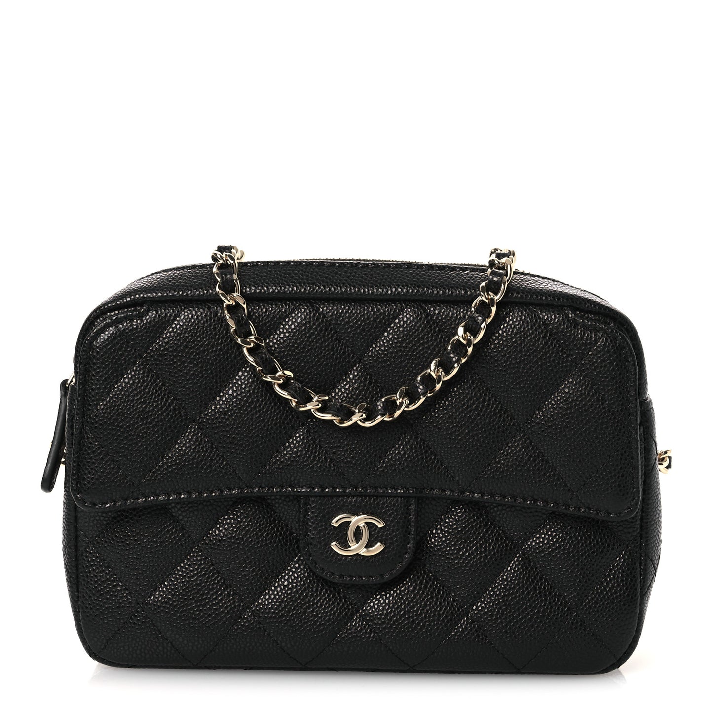 Caviar Quilted Chain Camera Bag Black