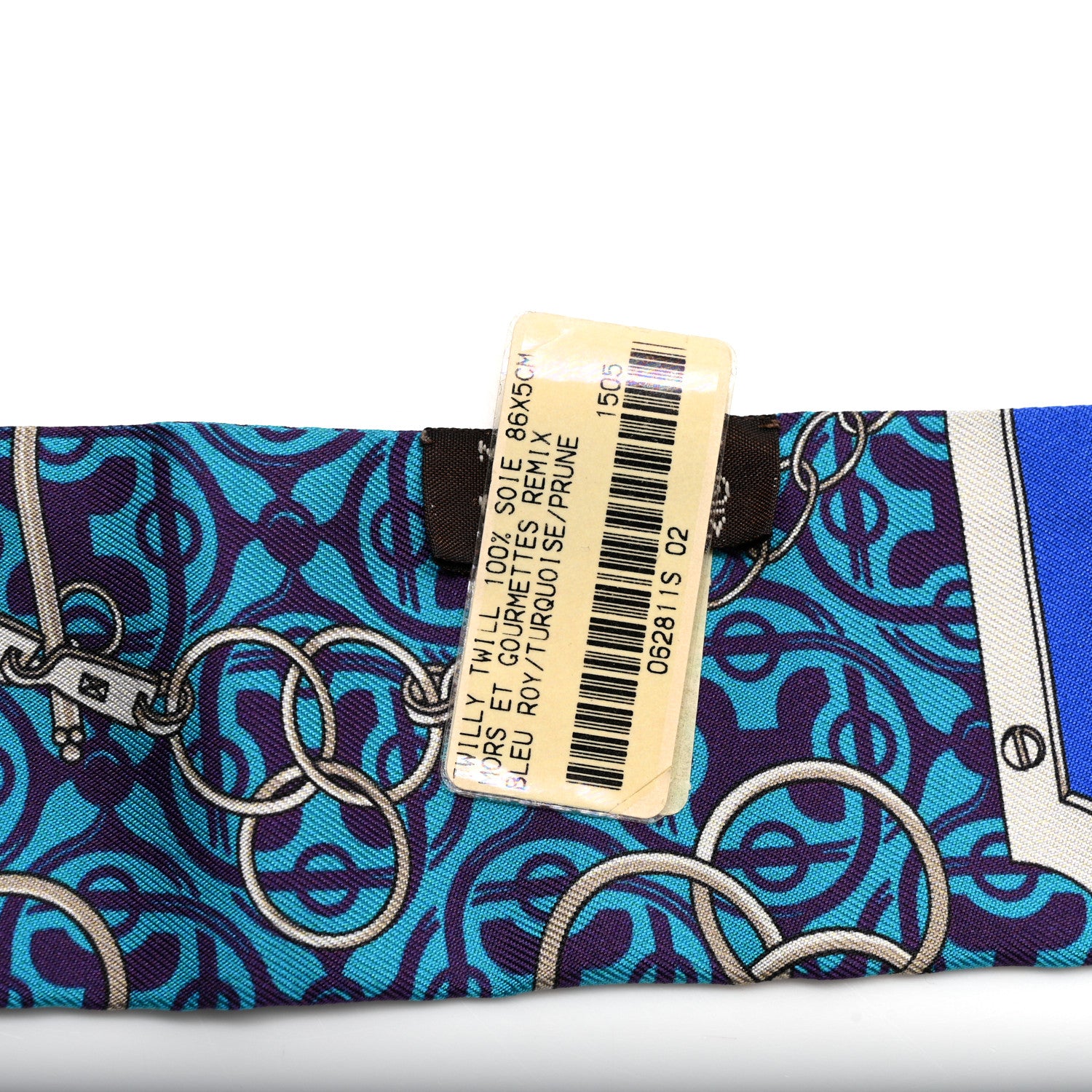 Hermes Silk Mors Et Gourmettes Remix Twilly Bleu Roy Turquoise Prune 3 of 4
