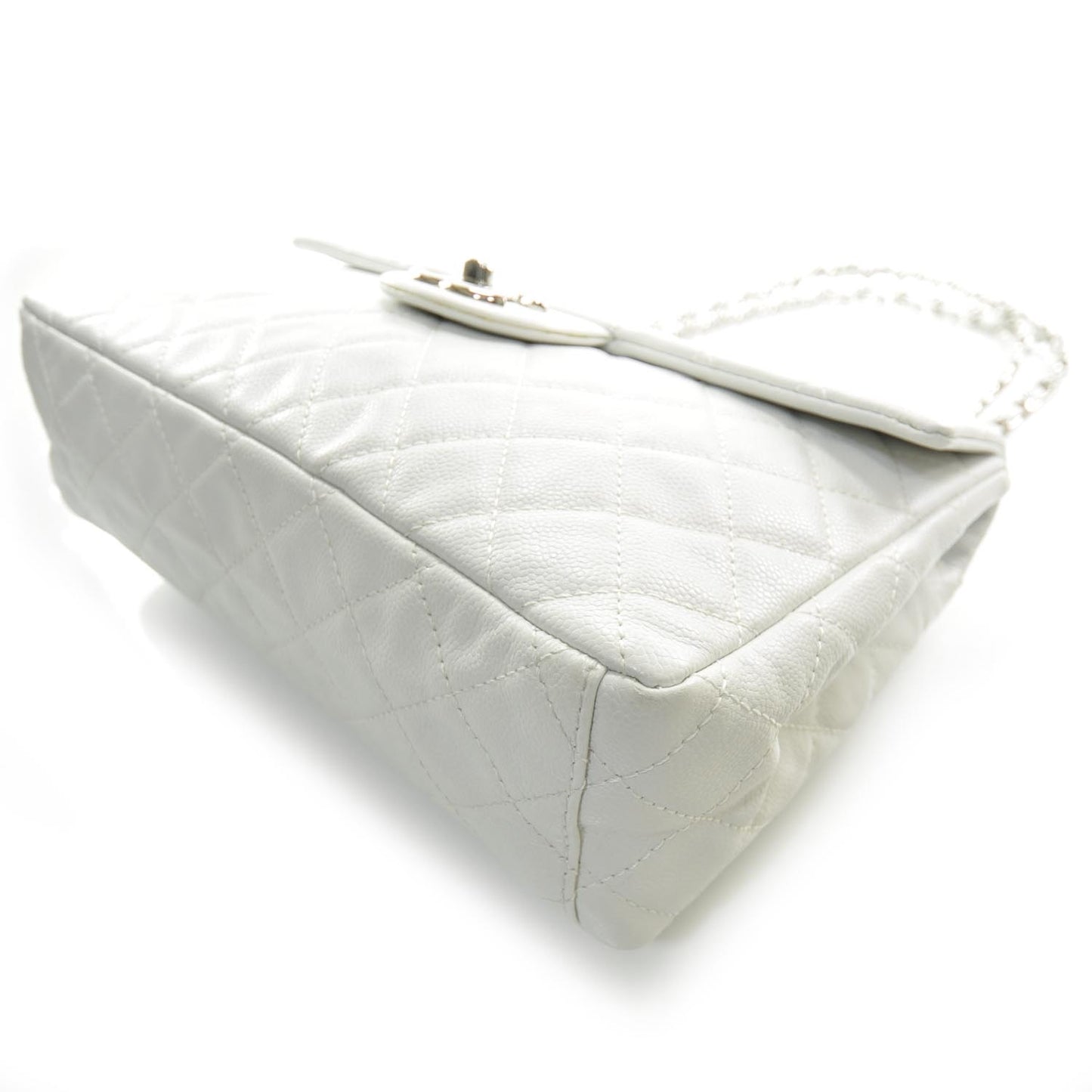 Washed Caviar Maxi Flap White