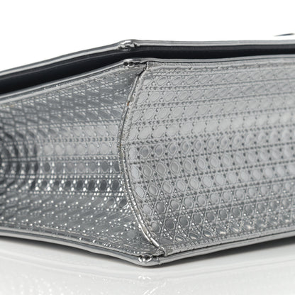 Christian Dior Metallic Patent Micro-Cannage Medium Diorama Flap Bag Silver 5 of 17