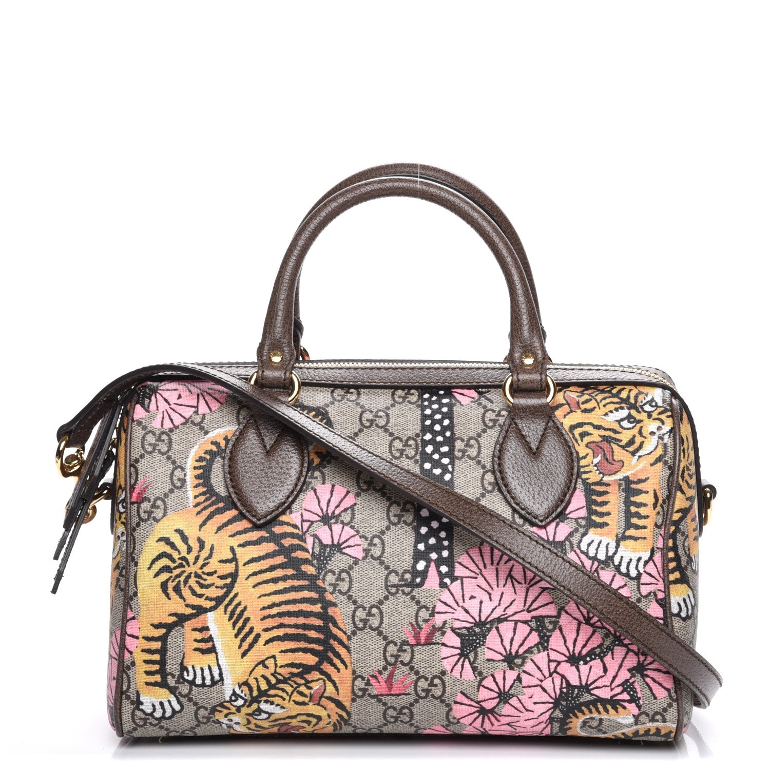 Gucci GG Supreme Monogram Bengal Small Boston Beige Pink 1 of 8