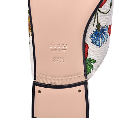 Gucci Canvas Flora Womens Princetown Slippers 37.5 White Multicolor 7 of 9