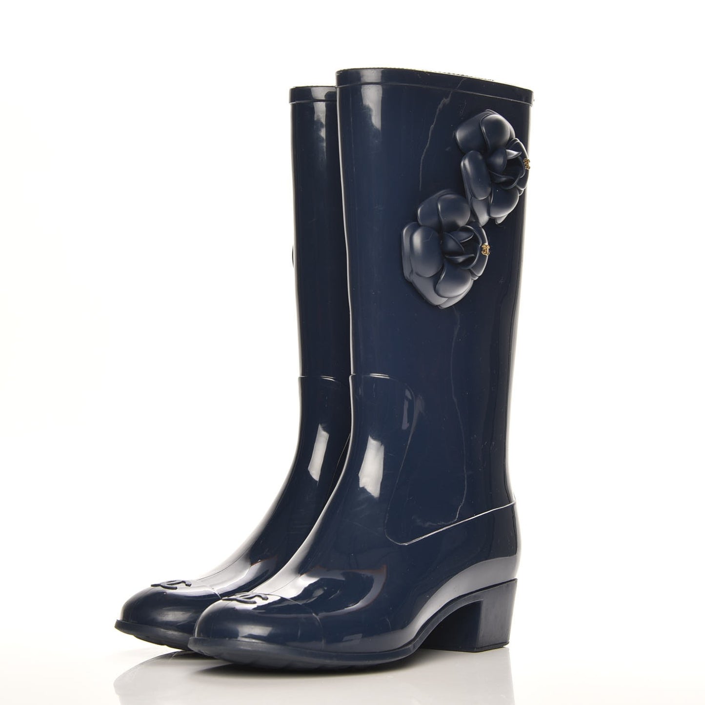 Rubber Camellia Rain Boots 40 Dark Blue