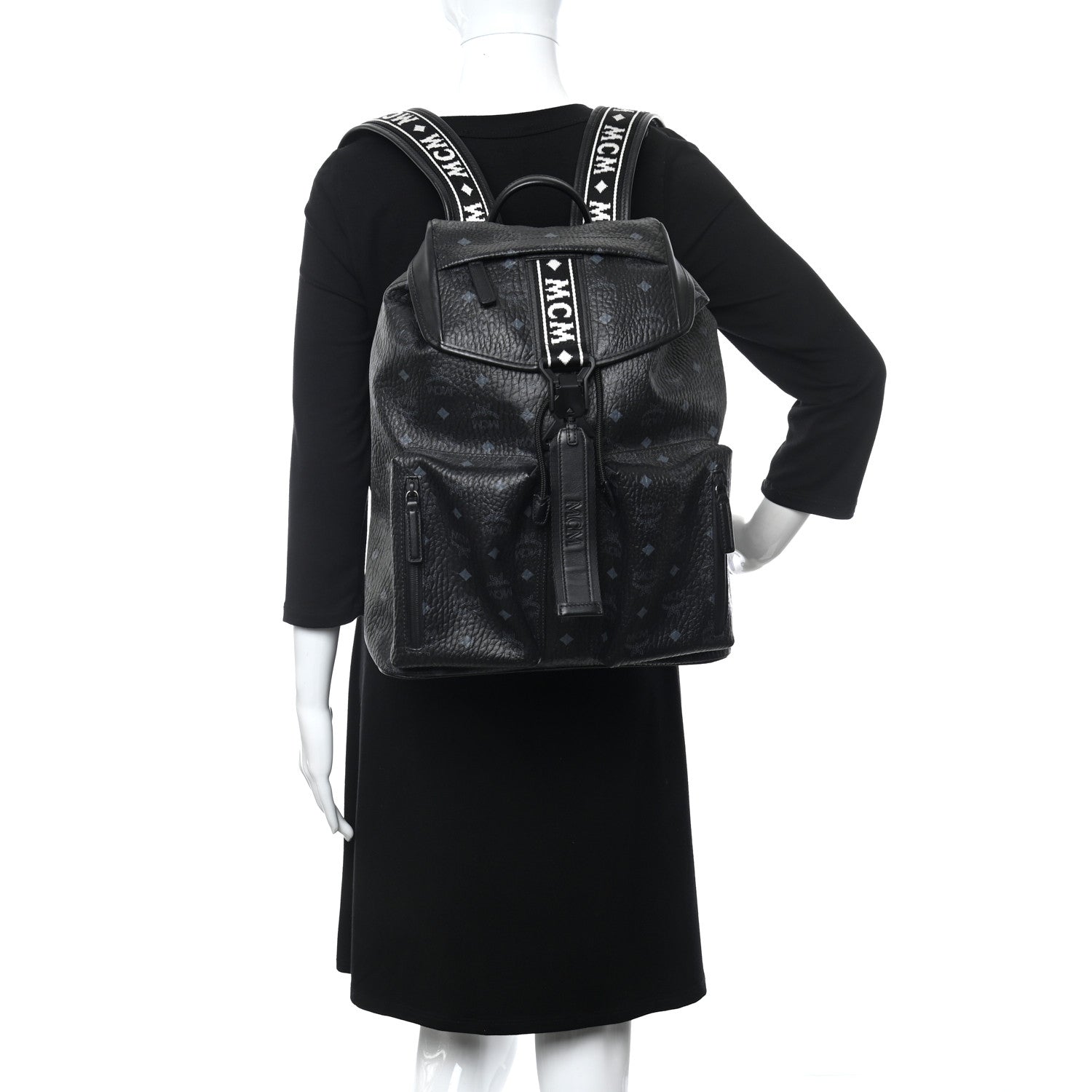 MCM Visetos Raymonde Two Pocket Backpack Black 1046965 – FASHIONPHILE