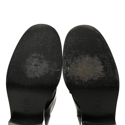 Chanel Iridescent Calfskin Patent Cap Toe Combat Boots 39.5 Black 8 of 9